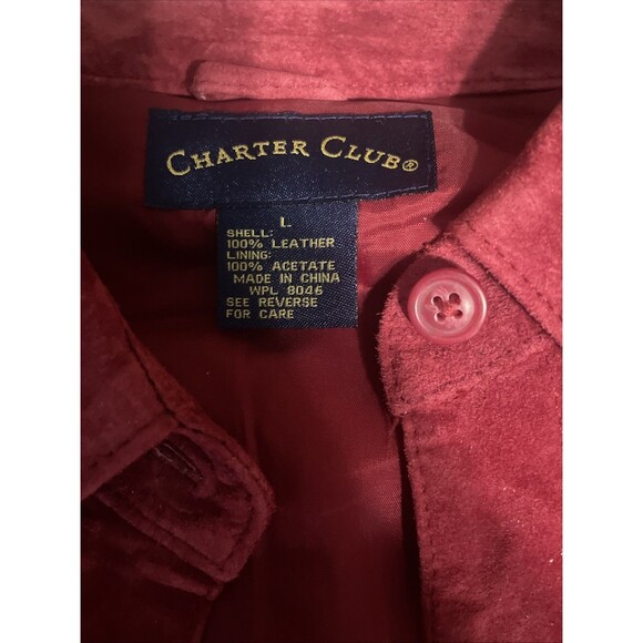 Charter Club Red leather Button Up Large Vintage 90’s - Picture 1 of 3